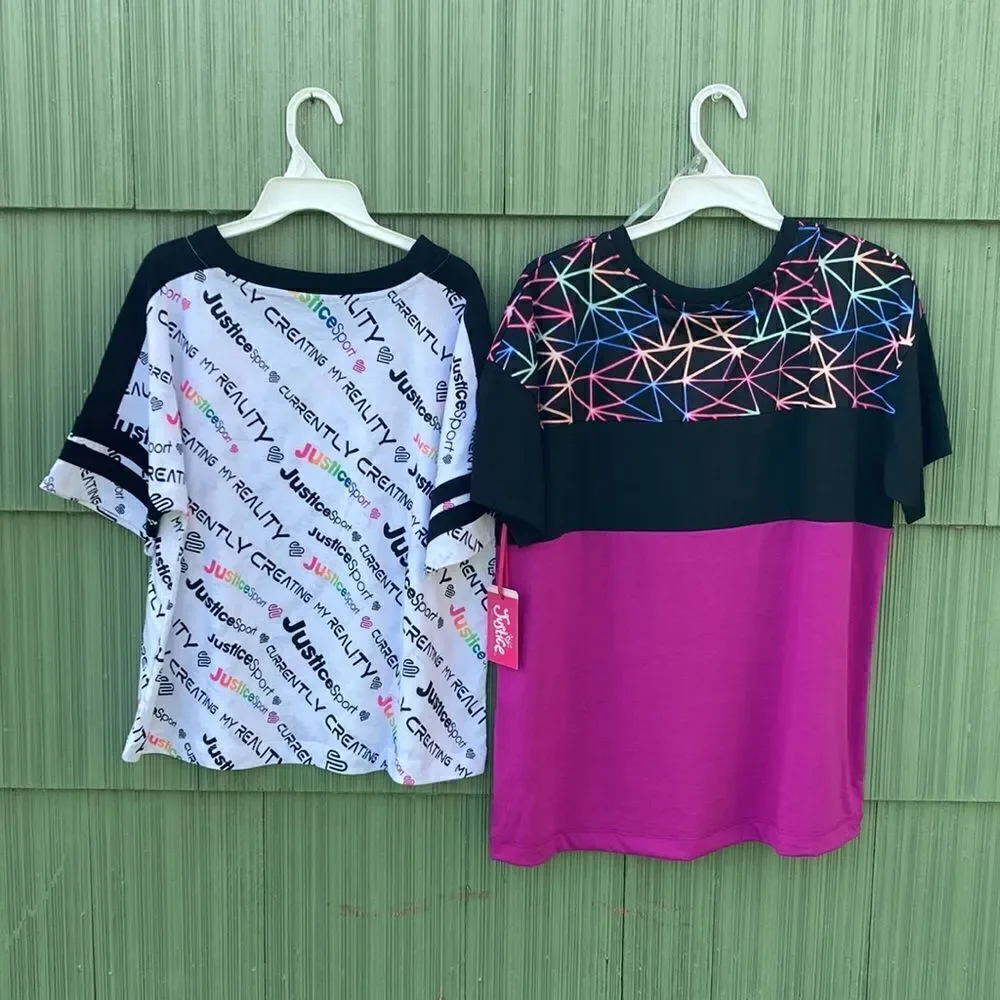 JUSTICE Girls J-Sport Blocked T-Shirts 2-Pack Size XL (16/18)